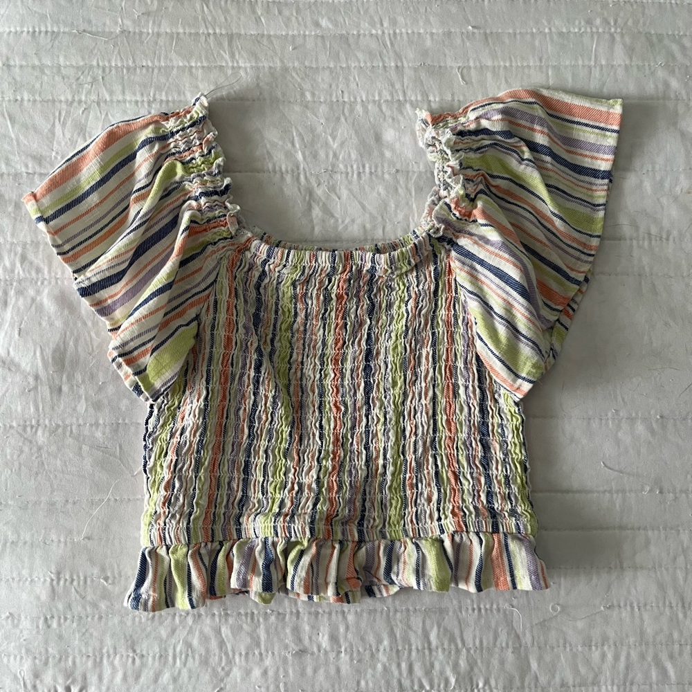 Art Class Multicolor Striped Smocked Blouse